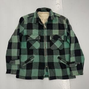 Vintage 60s Sears Green/Black Check Wool Jacket